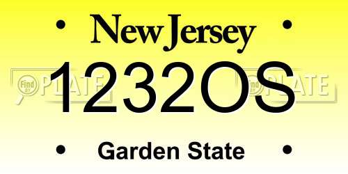 1232OS New Jersey License Plate