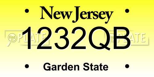 1232QB New Jersey License Plate