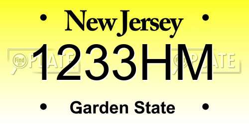 1233HM New Jersey License Plate