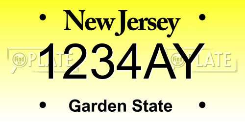 1234AY New Jersey License Plate