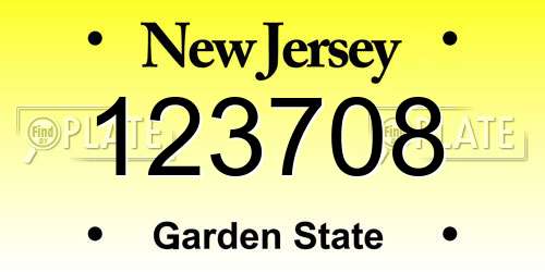 123708 New Jersey License Plate