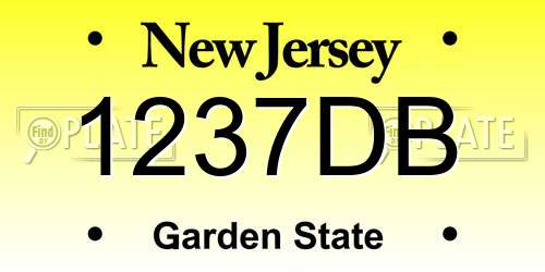 1237DB New Jersey License Plate