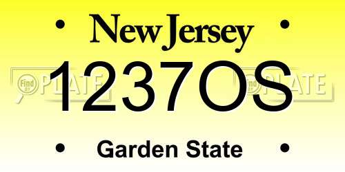 1237OS New Jersey License Plate