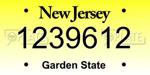 1239612 New Jersey License Plate