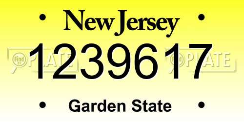 1239617 New Jersey License Plate