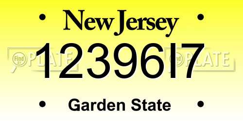 12396I7 New Jersey License Plate