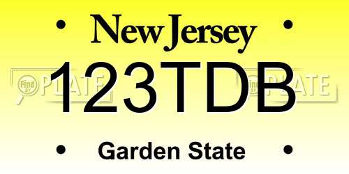 123TDB New Jersey License Plate