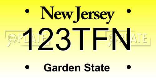 123TFN New Jersey License Plate