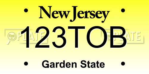 123TOB New Jersey License Plate