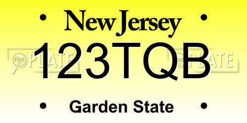 123TQB New Jersey License Plate