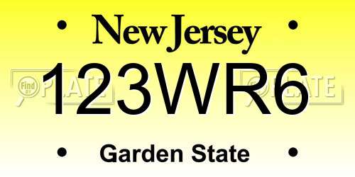 123WR6 New Jersey License Plate