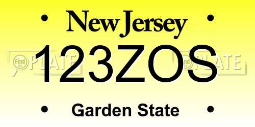 123ZOS New Jersey License Plate