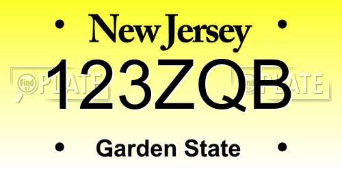 123ZQB New Jersey License Plate
