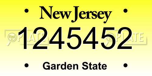 1245452 New Jersey License Plate