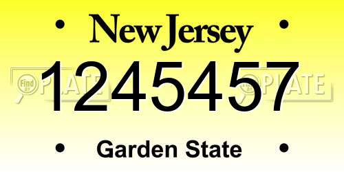 1245457 New Jersey License Plate