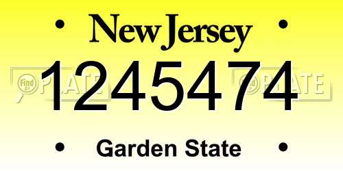 1245474 New Jersey License Plate