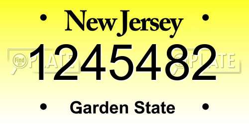 1245482 New Jersey License Plate