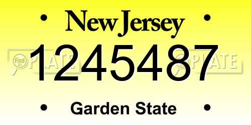 1245487 New Jersey License Plate