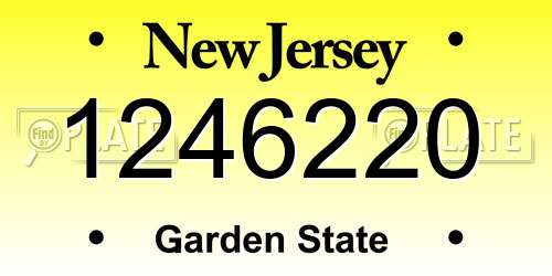 1246220 New Jersey License Plate