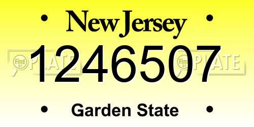 1246507 New Jersey License Plate