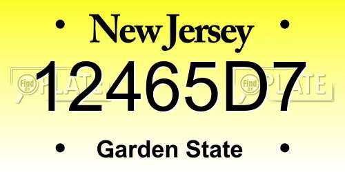 12465D7 New Jersey License Plate