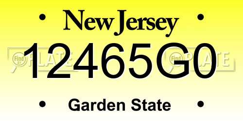 12465G0 New Jersey License Plate