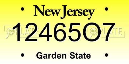 12465O7 New Jersey License Plate