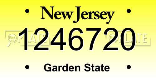 1246720 New Jersey License Plate