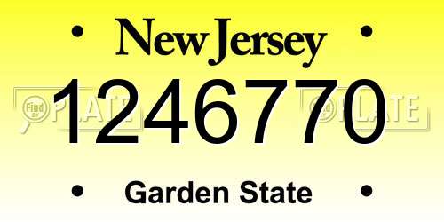 1246770 New Jersey License Plate