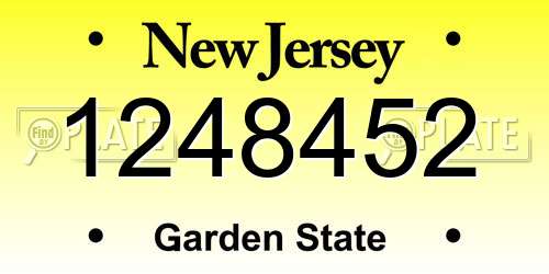 1248452 New Jersey License Plate