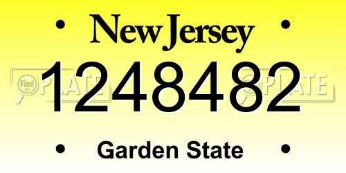 1248482 New Jersey License Plate