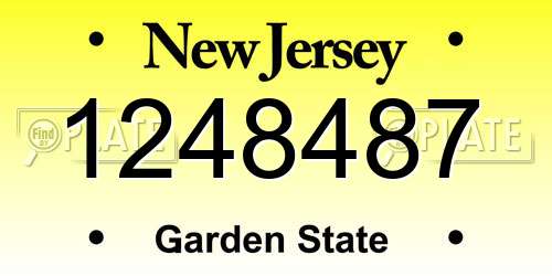 1248487 New Jersey License Plate