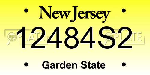 12484S2 New Jersey License Plate