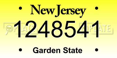 1248541 New Jersey License Plate