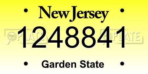 1248841 New Jersey License Plate