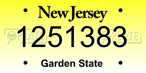 1251383 New Jersey License Plate