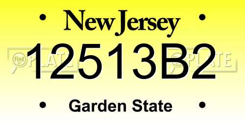 12513B2 New Jersey License Plate