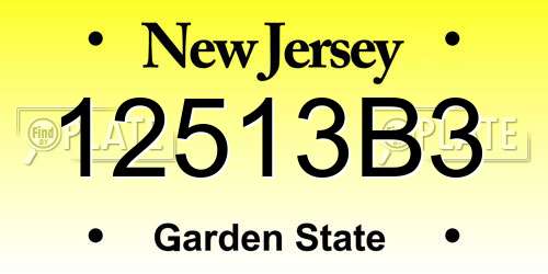 12513B3 New Jersey License Plate