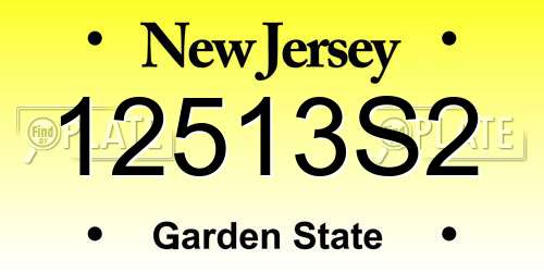 12513S2 New Jersey License Plate