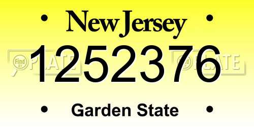 1252376 New Jersey License Plate