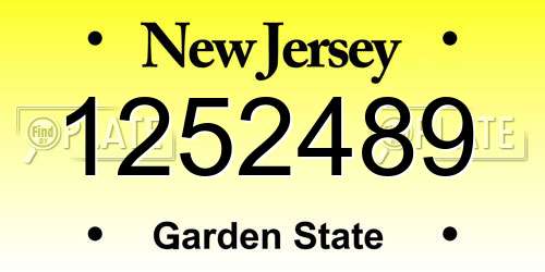 1252489 New Jersey License Plate