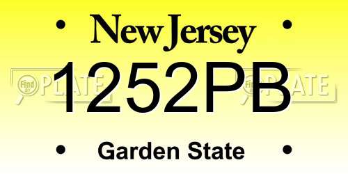 1252PB New Jersey License Plate