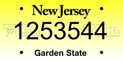1253544 New Jersey License Plate