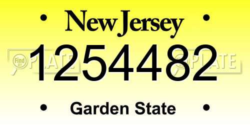 1254482 New Jersey License Plate