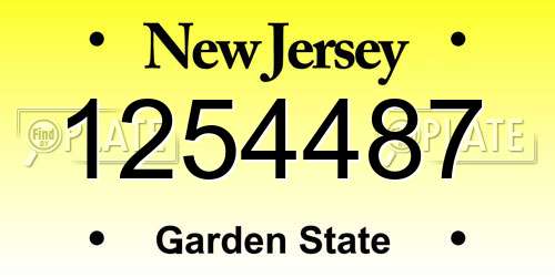 1254487 New Jersey License Plate