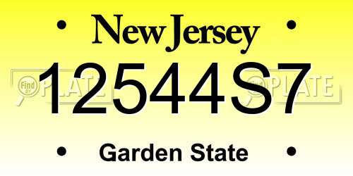 12544S7 New Jersey License Plate