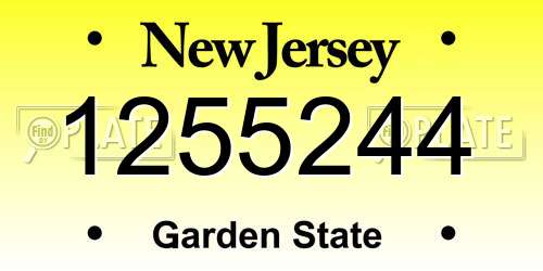 1255244 New Jersey License Plate