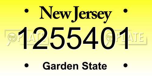 1255401 New Jersey License Plate