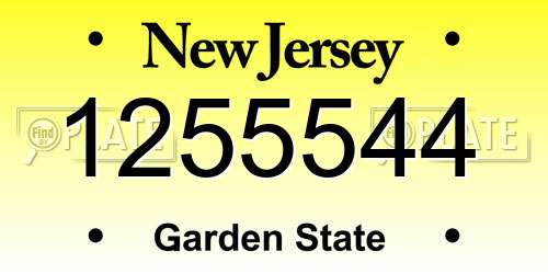 1255544 New Jersey License Plate