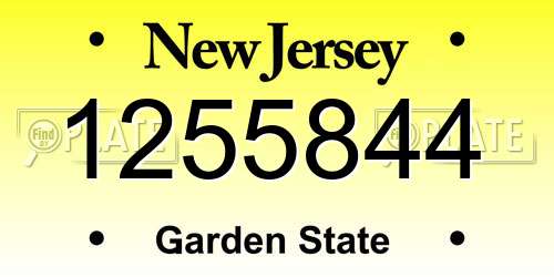 1255844 New Jersey License Plate